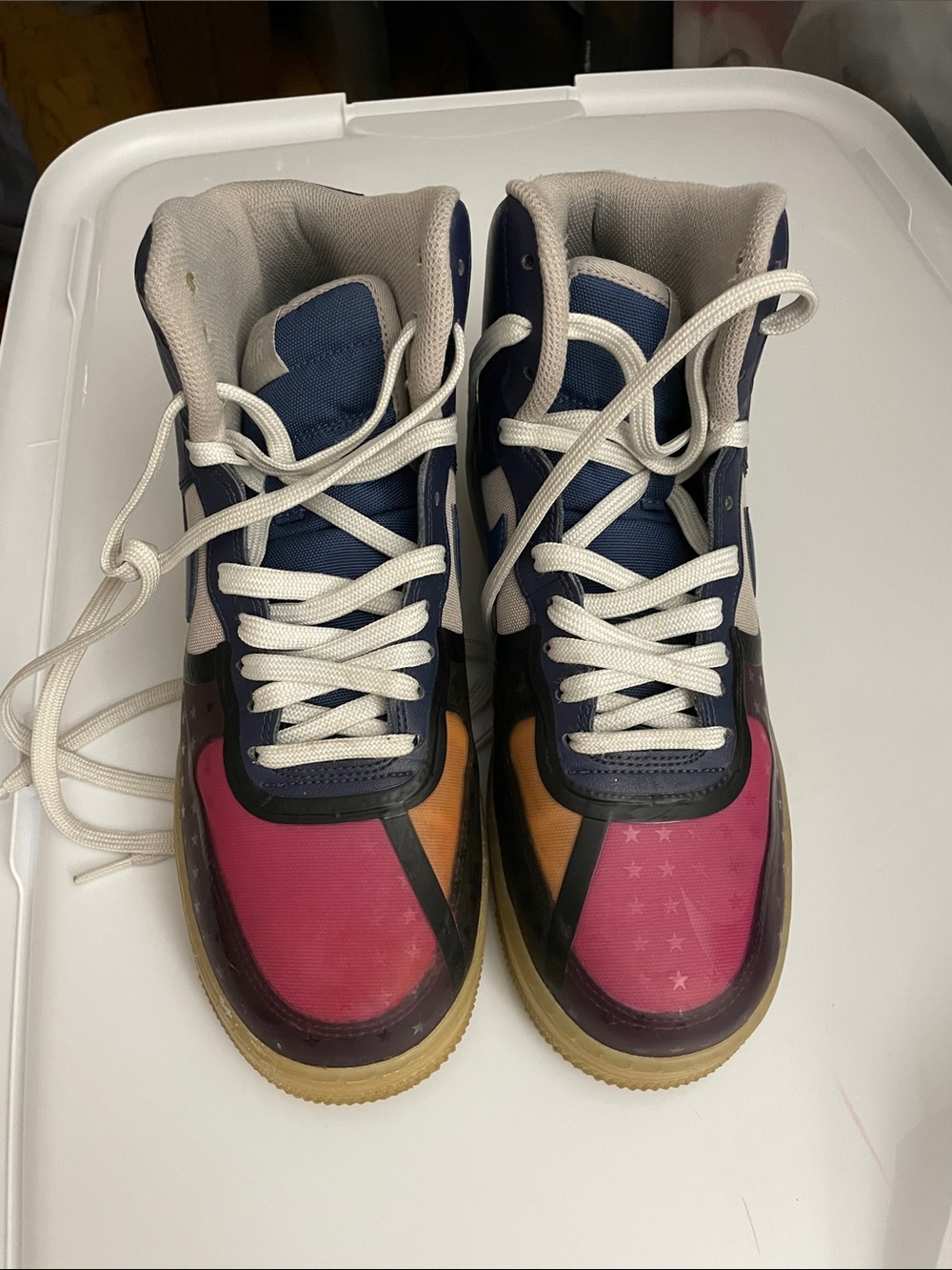 Nike High-Top Sneakers in Navy, Pink & Orange 8.5 mens